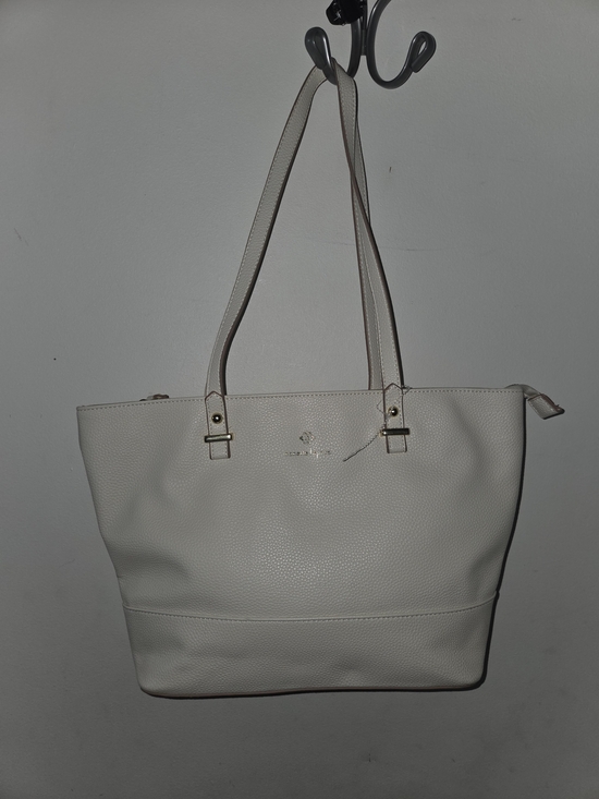 Nanette Lepore Handbags - Nanette Lepore Cream Pebbled Leather Tote with Gold Hardware